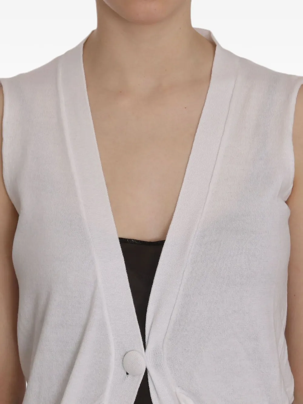 Pink Memories Mouwloze bodywarmer met V-hals Wit