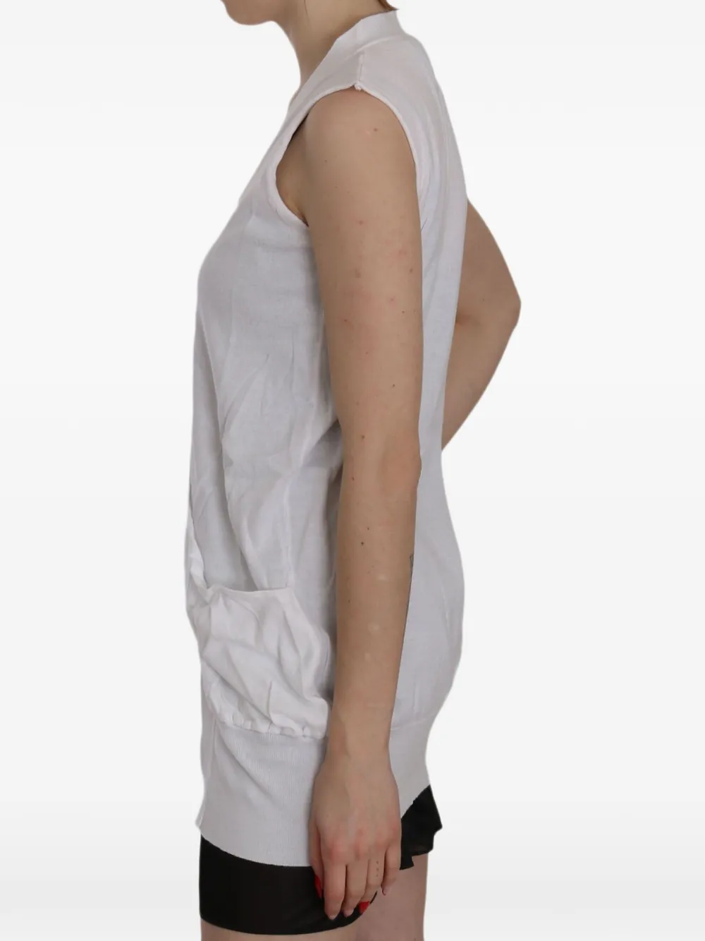 Pink Memories Mouwloze bodywarmer met V-hals Wit
