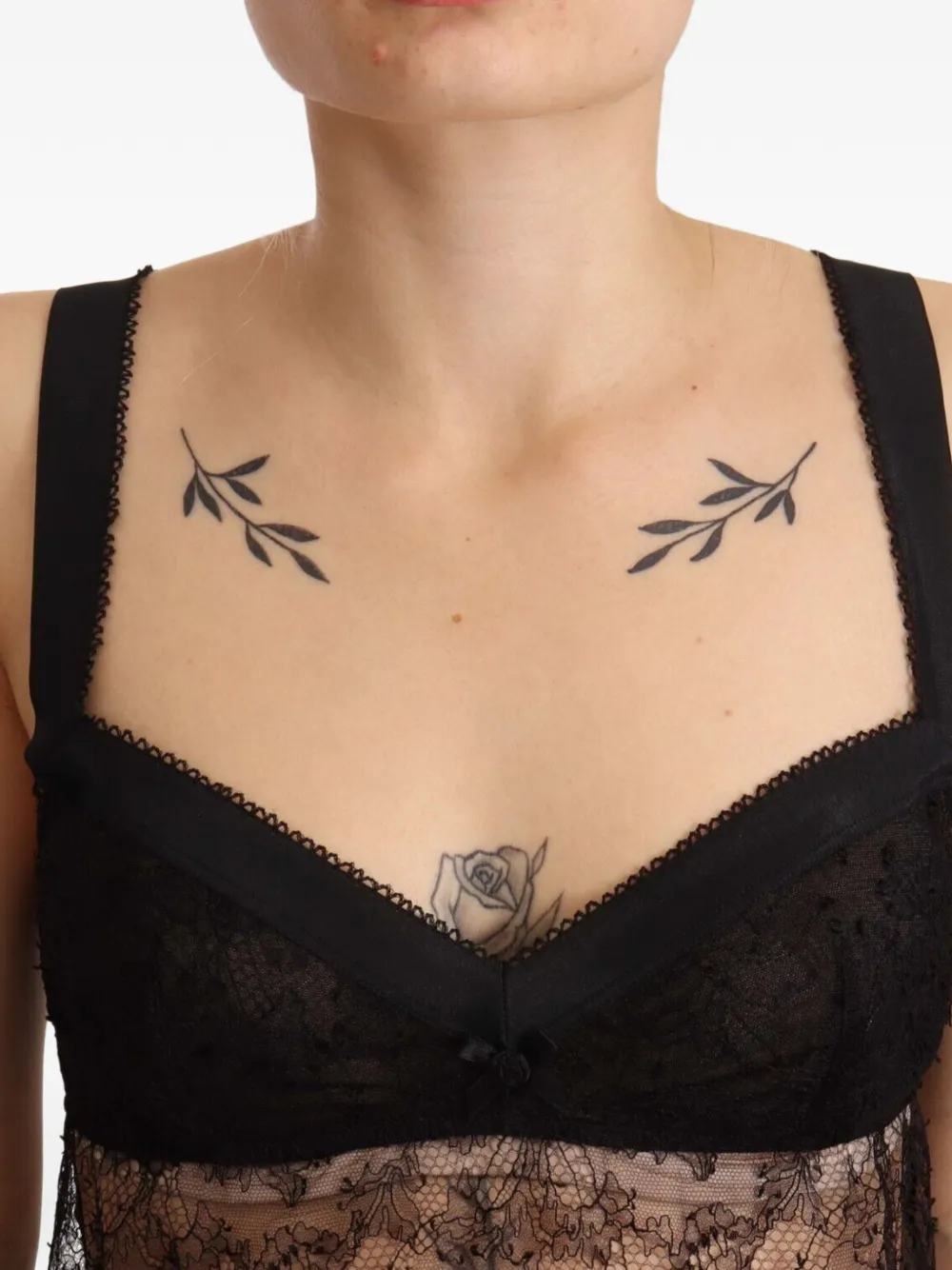 Dolce & Gabbana Mouwloze top met kant Zwart