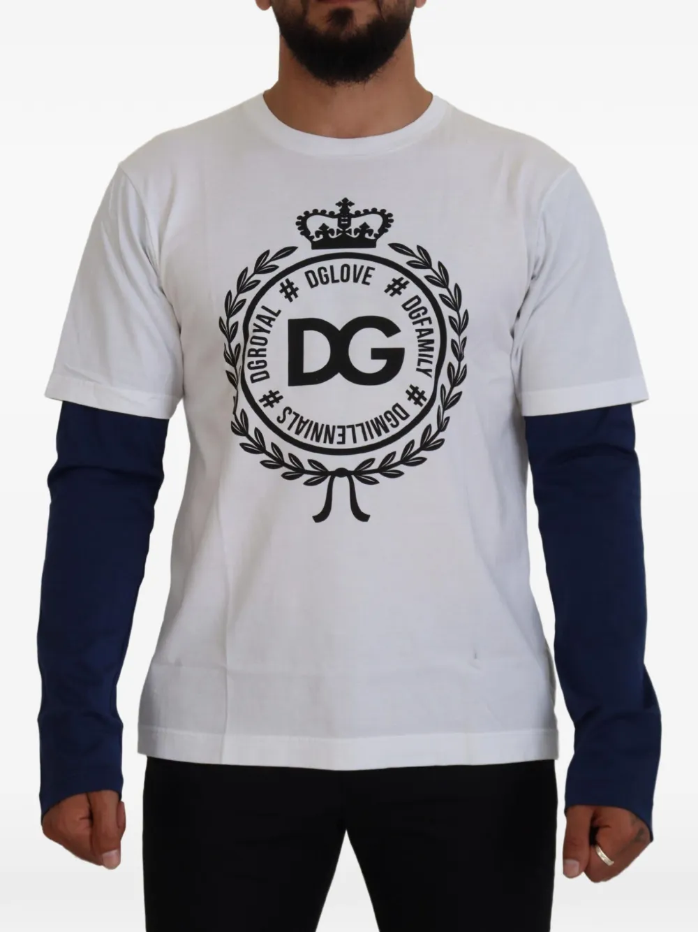 Dolce & Gabbana Pullover im Layering-Look mit Logo-Print - Weiß