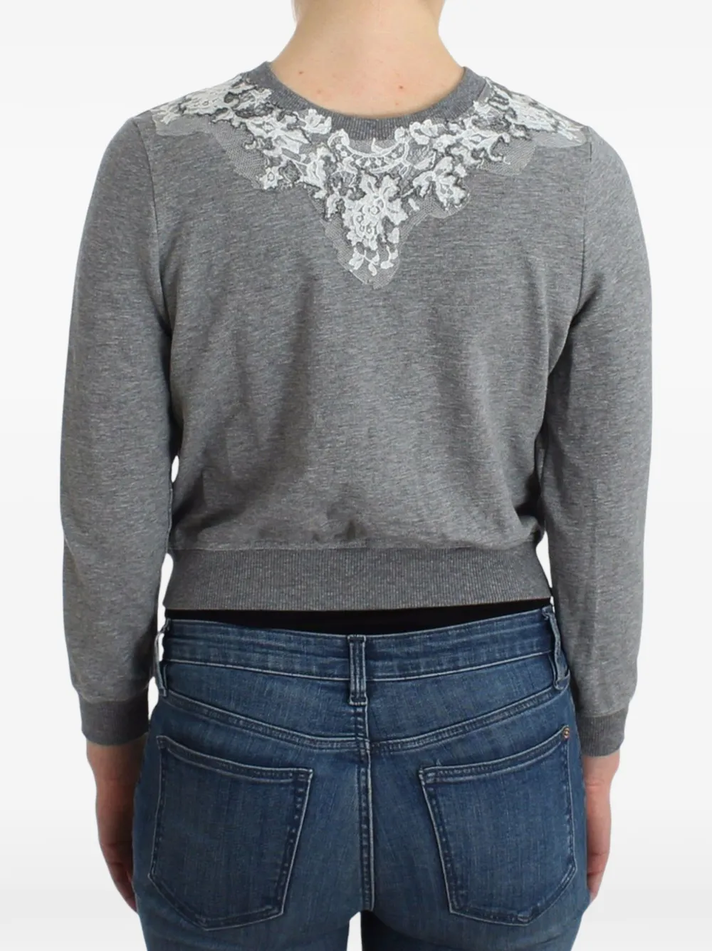 Ermanno Scervino Croppe vest met geborduurd kant Grijs
