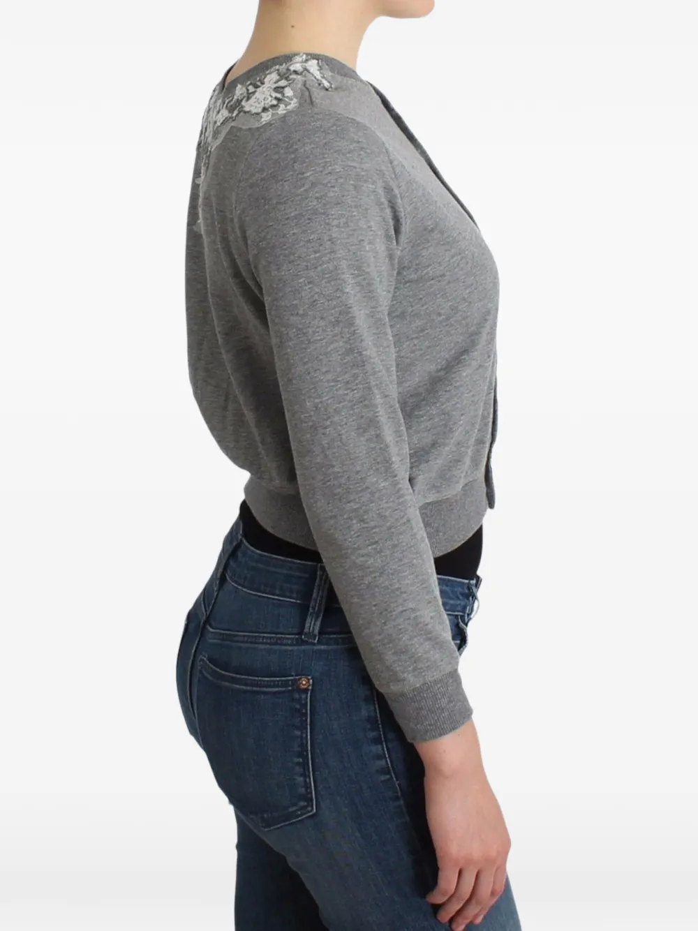 Ermanno Scervino Croppe vest met geborduurd kant Grijs