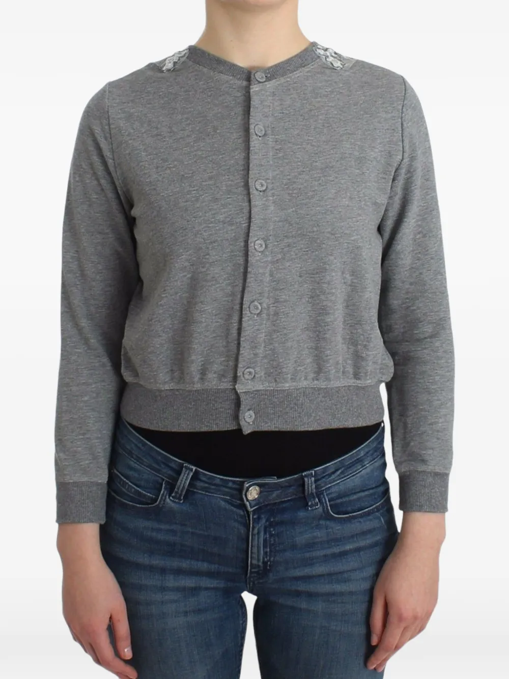 Ermanno Scervino Croppe vest met geborduurd kant Grijs