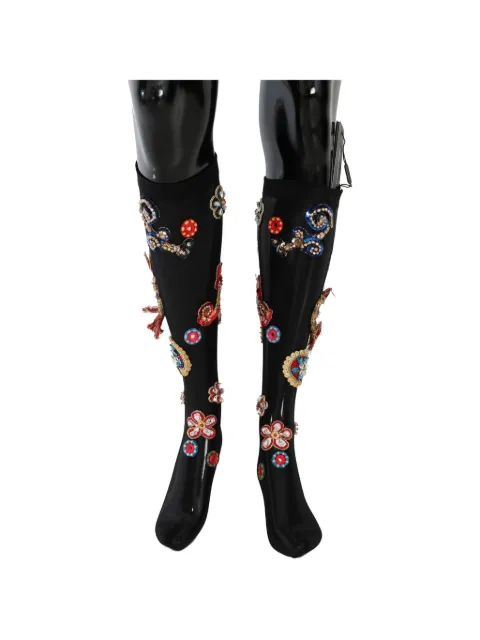 Dolce & Gabbana 카레토 크리스털 장식 양말