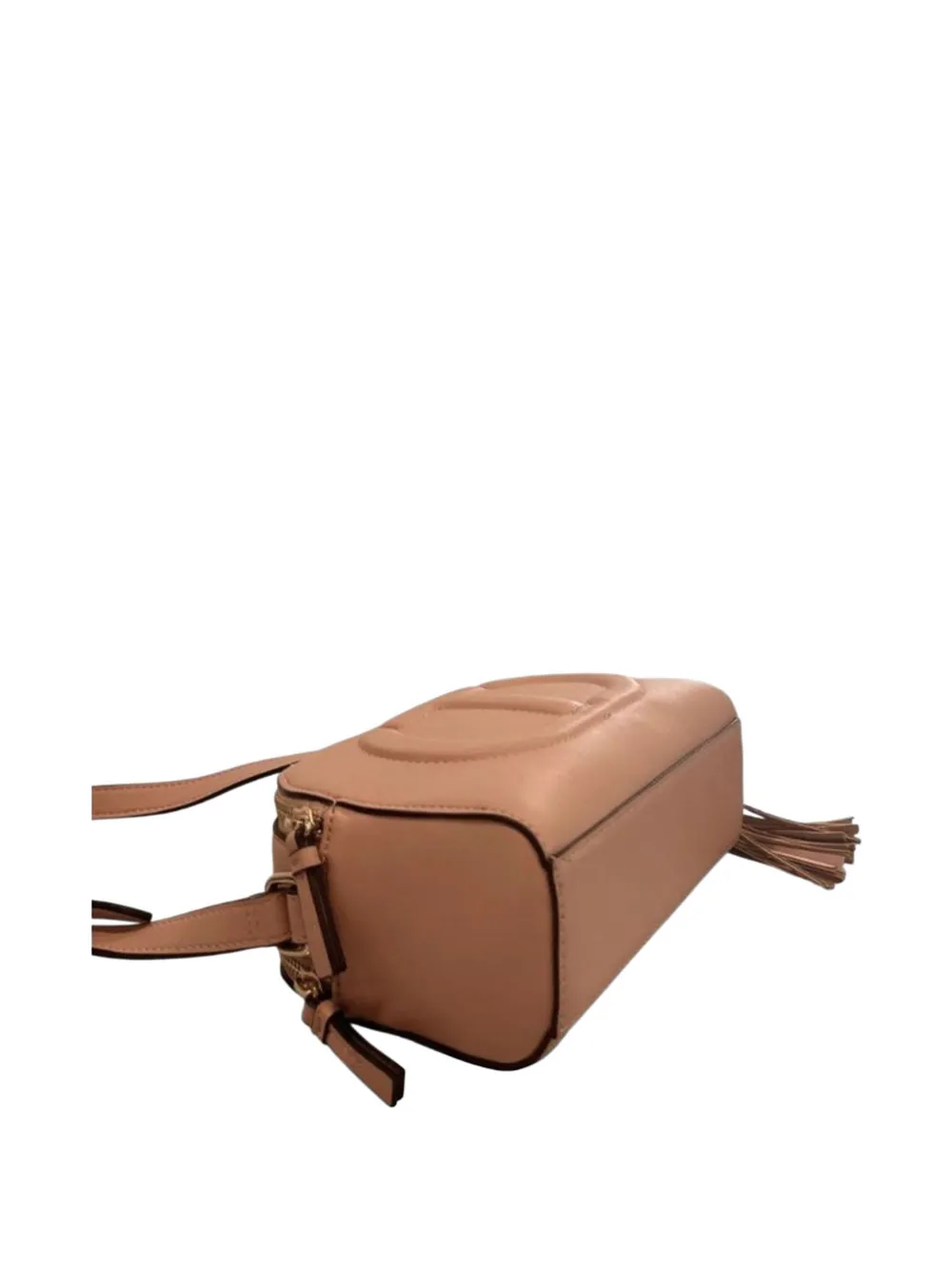 TWINSET Schoudertas met logo-reliëf en kwastje Beige