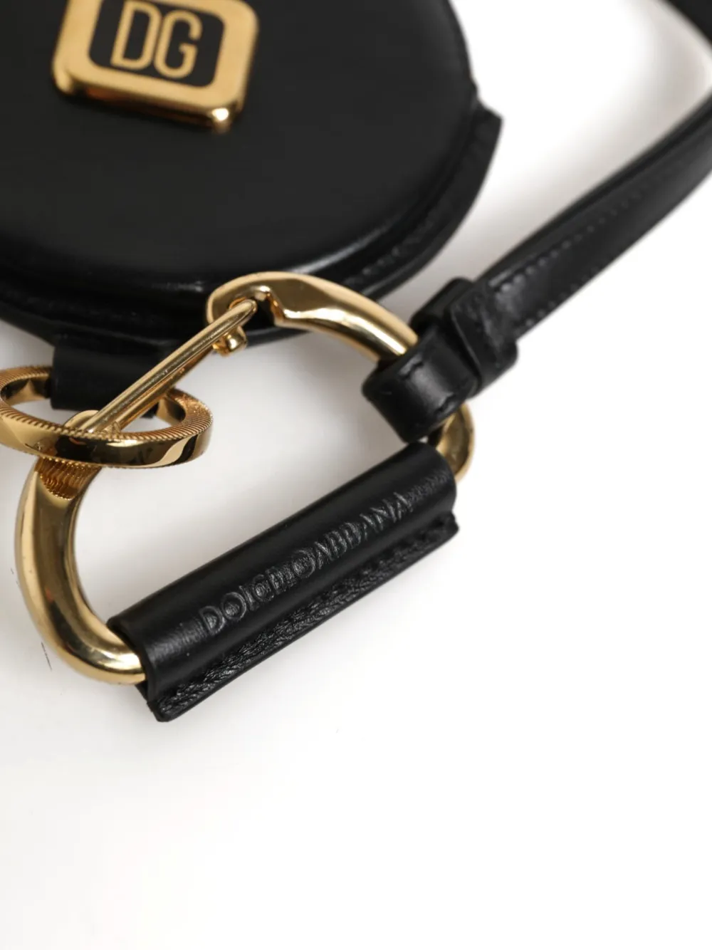 Dolce & Gabbana Leren portemonnee met sleutelkoord en DG-plakkaat Zwart