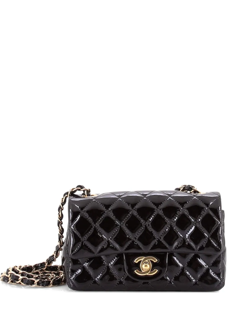 CHANEL Pre-Owned Borsa a tracolla Classic Single Flap mini trapuntata con finitura lucida - Nero