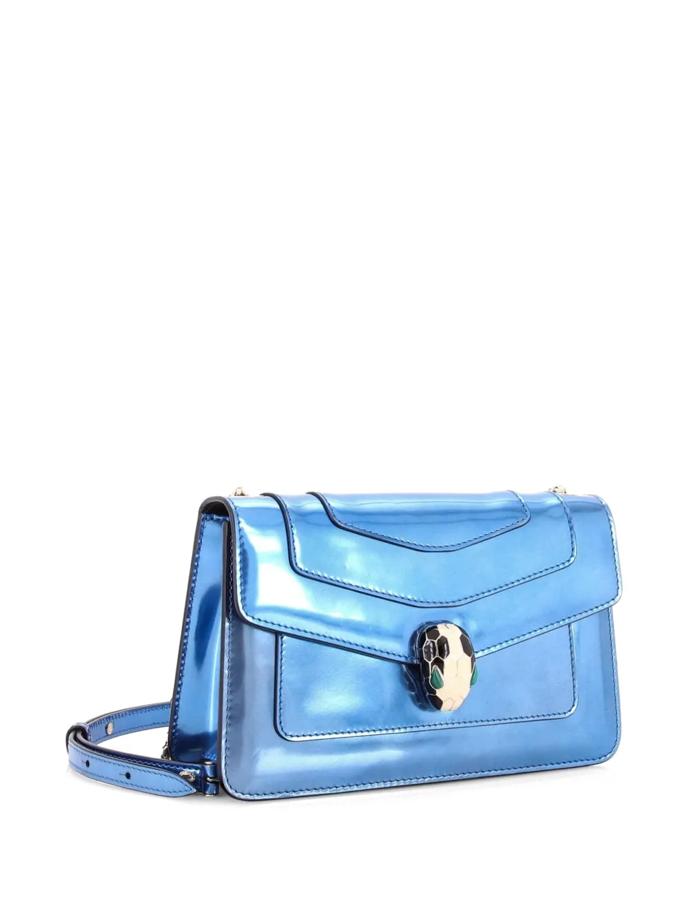 ☆美品☆BVLGARI セルペンティ フォーエバー パース ライトブルー系 Bvlgari Pre-Owned セルペンティ フォーエバー メタリックレザー