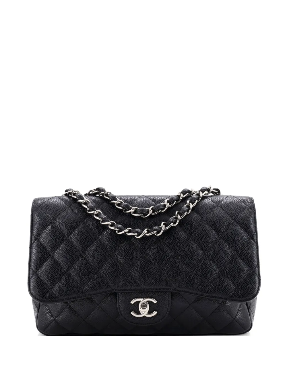 CHANEL Pre-Owned Classic Single Flap Bag Quilted Caviar Jumbo shoulder bag - Black