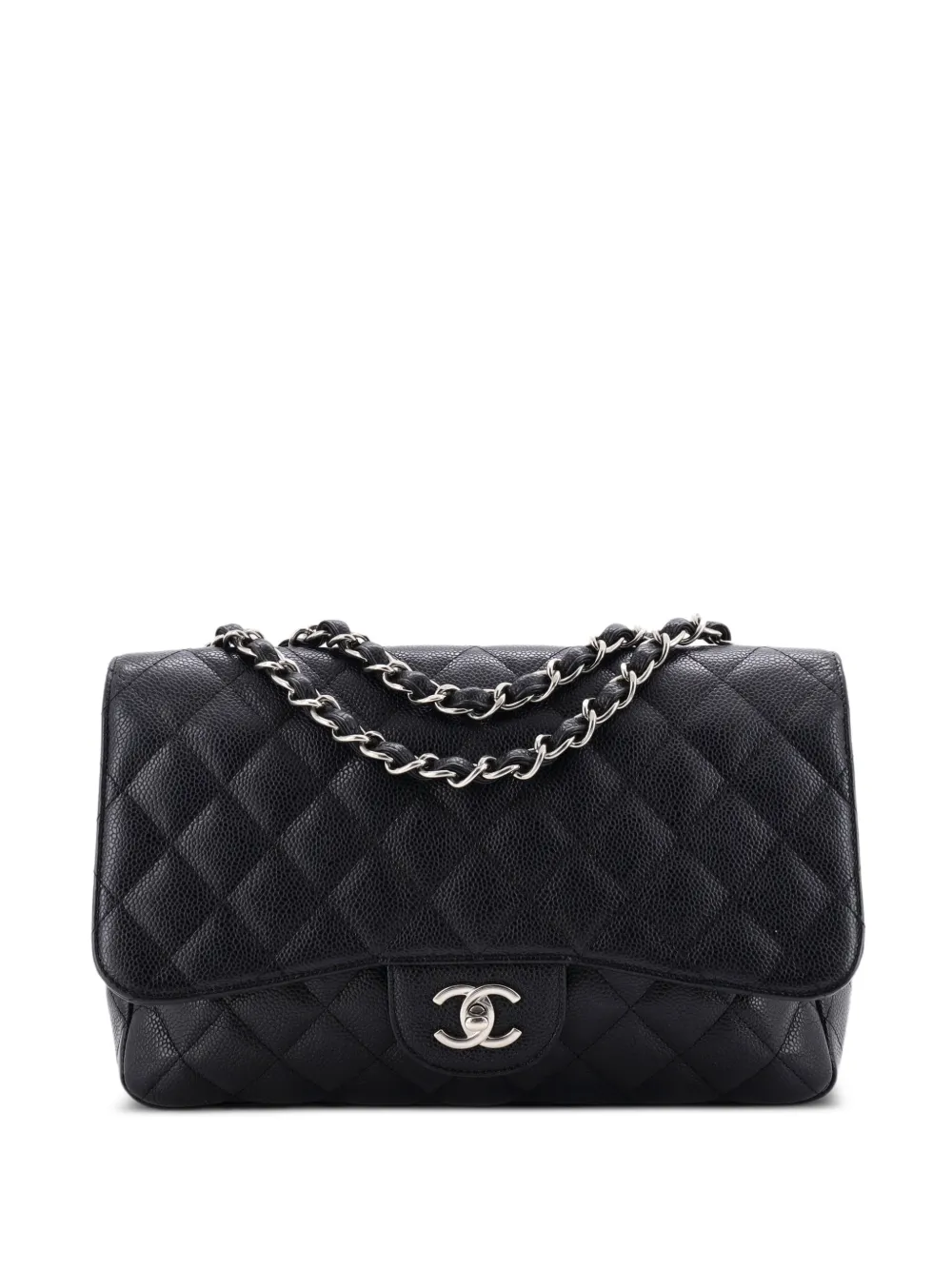 CHANEL Pre-Owned Classic Single Flap Bag Quilted Caviar Jumbo shoulder bag - Black