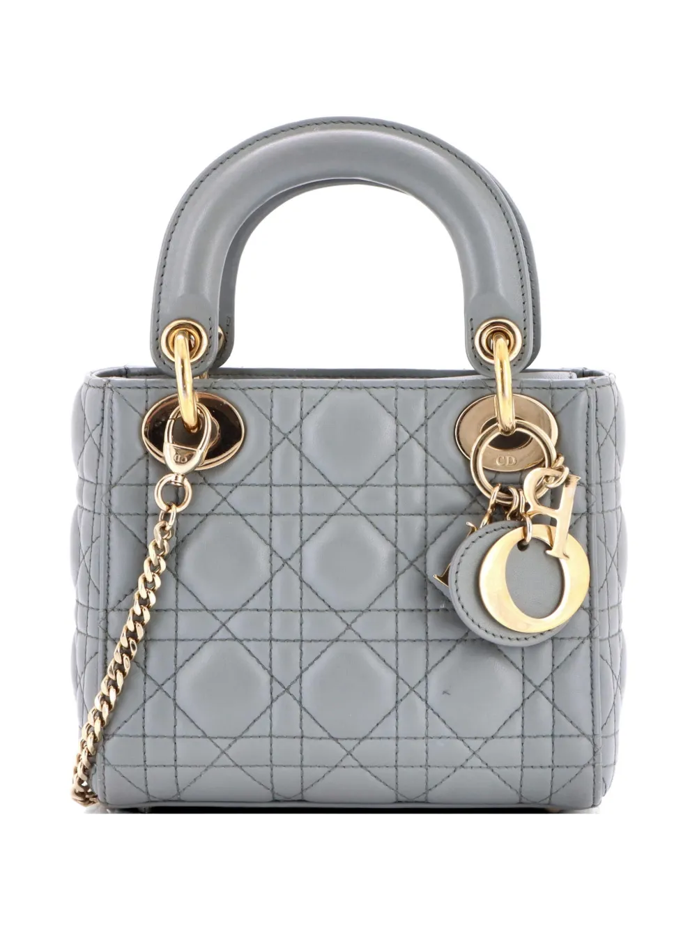 Christian Dior Pre-Owned Borsa a tracolla Lady Dior mini in pelle di agnello trapuntata con motivo Cannage e catena - Verde