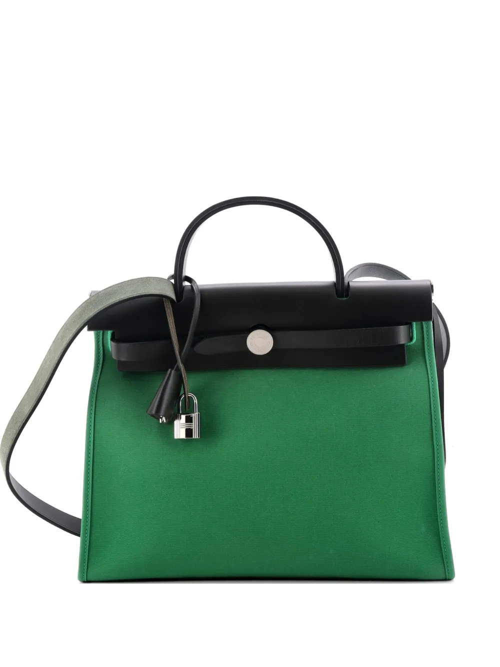 Hermès Pre-Owned Herbag Zip Leather and Toile 31 shoulder bag - Verde