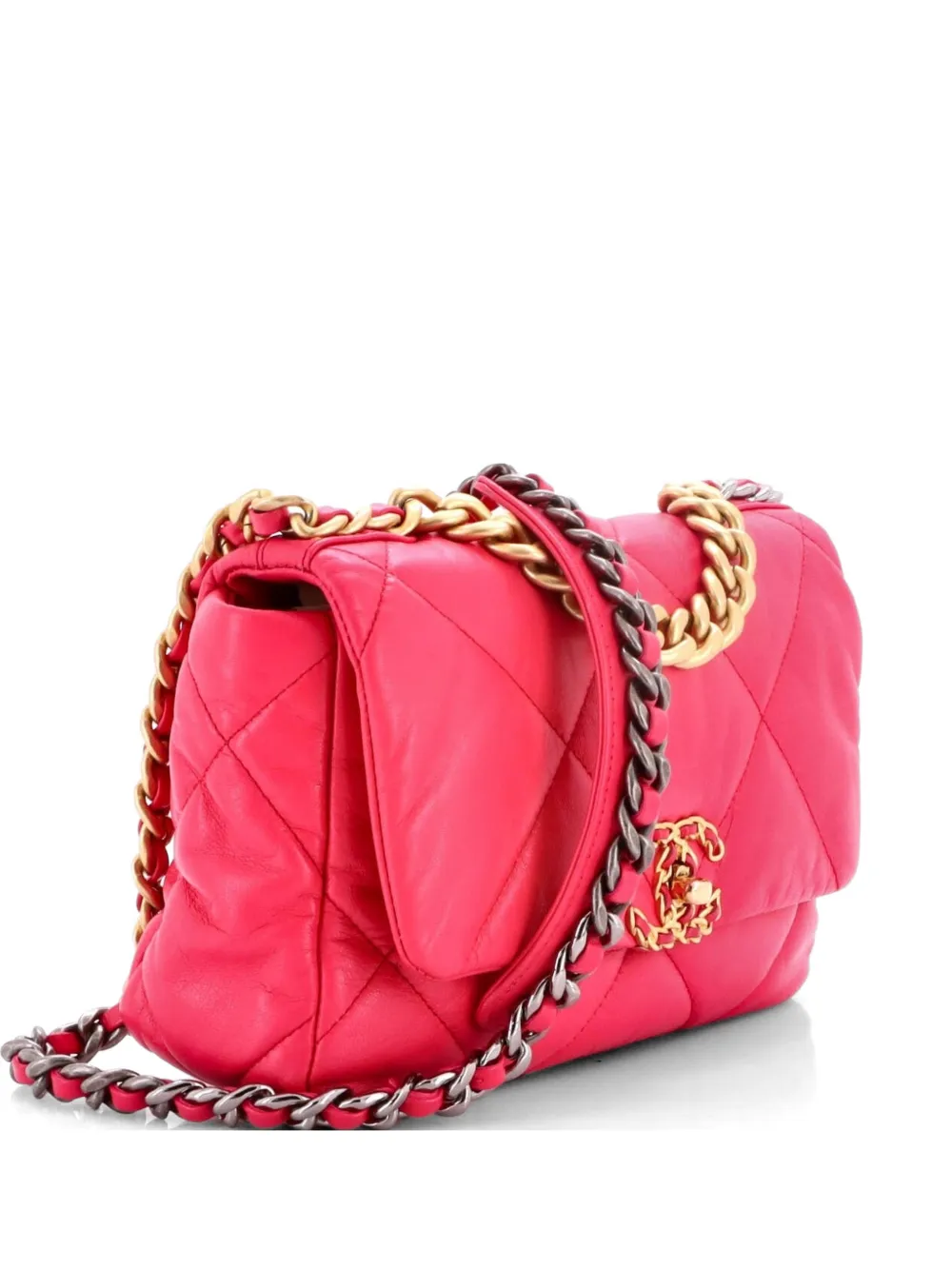 CHANEL Pre-Owned Borsa a tracolla 19 media in pelle trapuntata con battente - Rosa