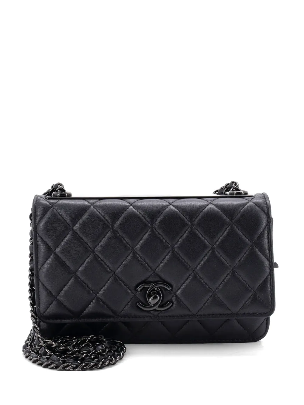 CHANEL Pre-Owned So Black Trendy CC Wallet on Chain Quilted Lambskin crossbody bag - Nero