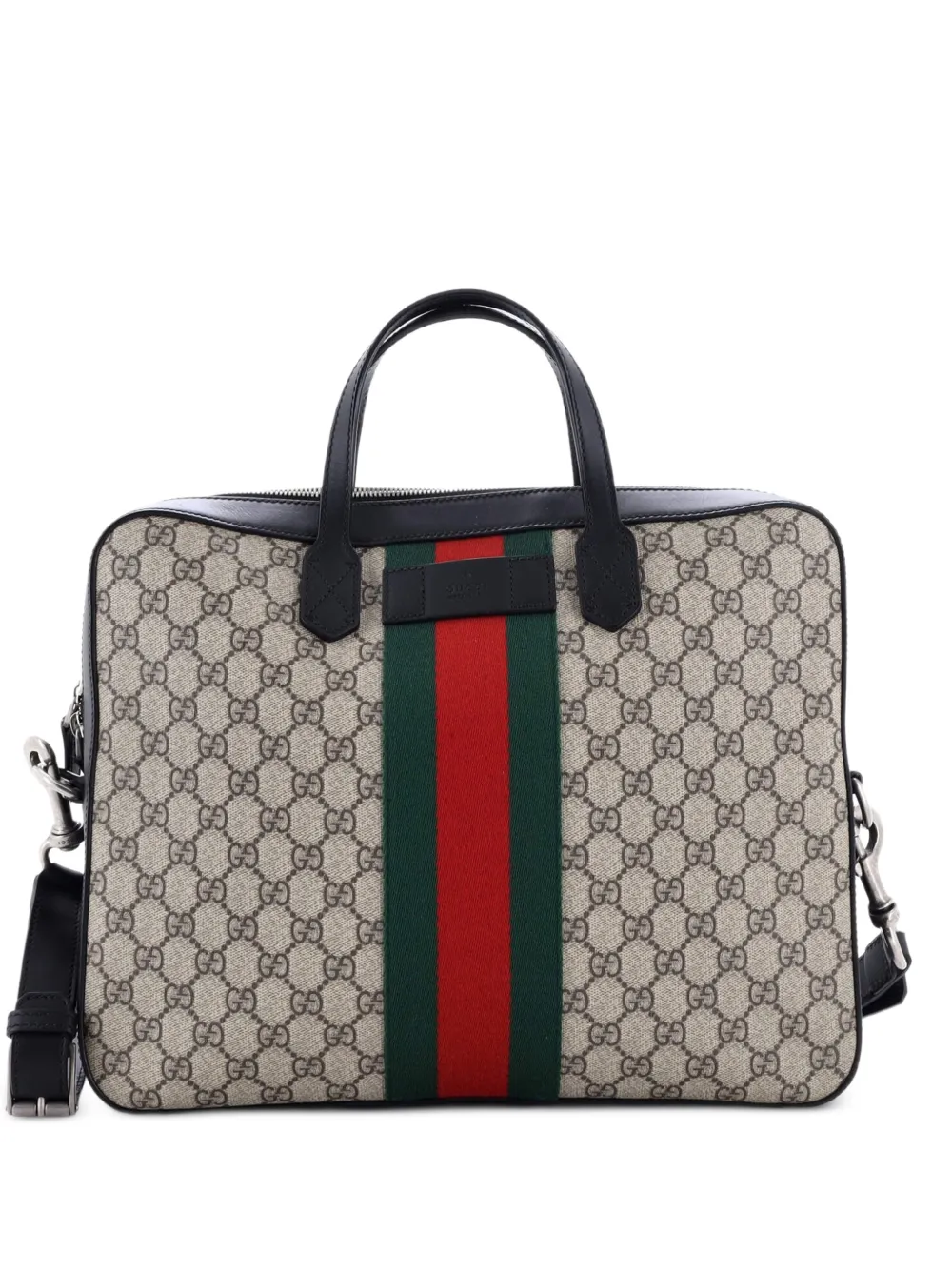 Gucci Pre-Owned Web Zip Around Briefcase GG Coated Canvas Medium business bag in Brown