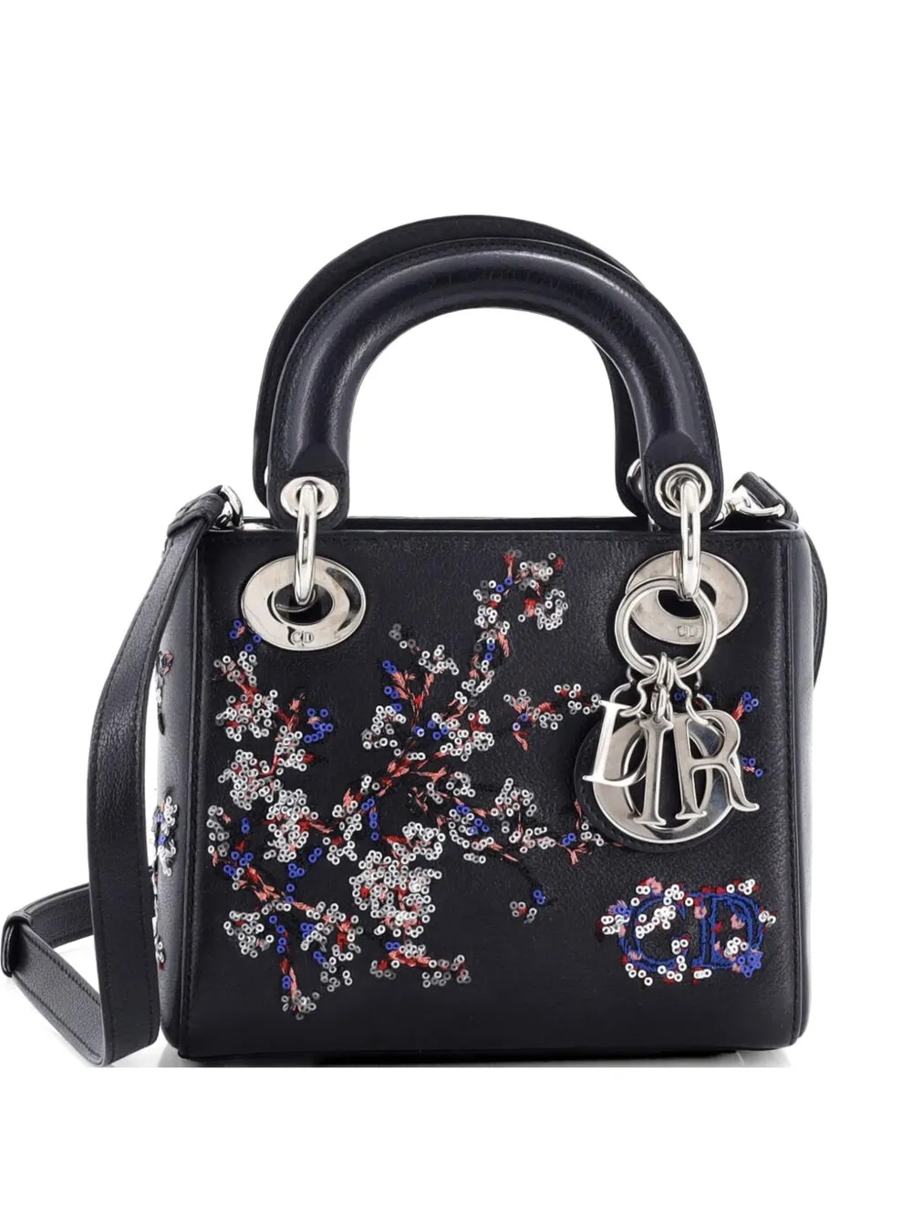 Christian Dior Pre-Owned Lady Dior Bag Embellished Leather Mini crossbody bag - Nero