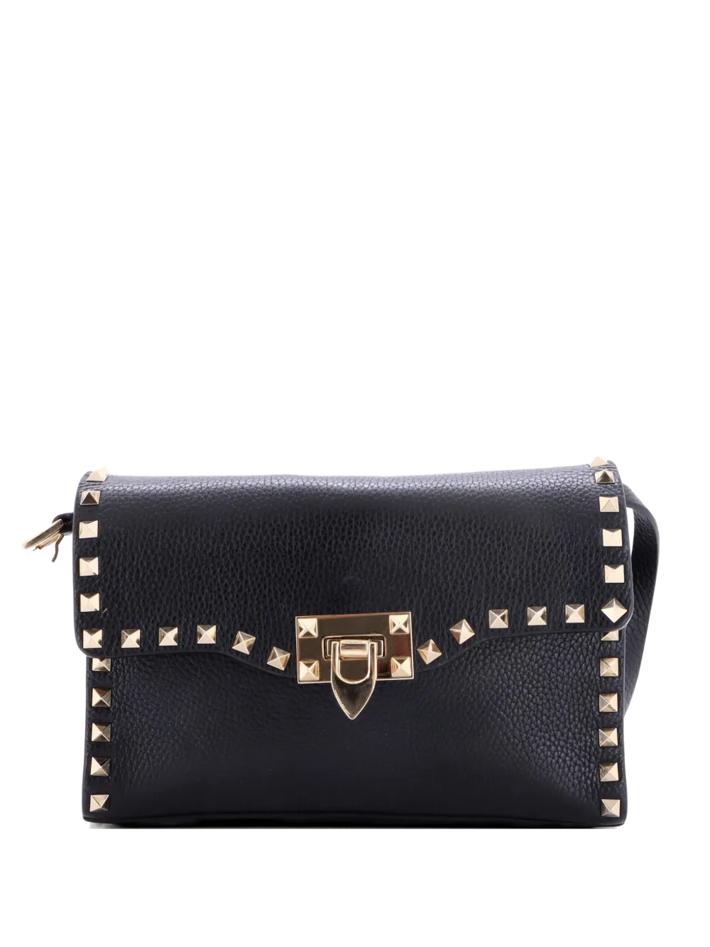 Valentino Garavani Pre-Owned Rockstud Flip Lock Flap Bag Leather Medium crossbody bag - Nero
