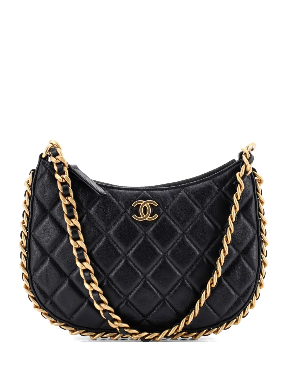 CHANEL Pre-Owned CC Chain Around Quilted Lambskin hobo bag - Nero