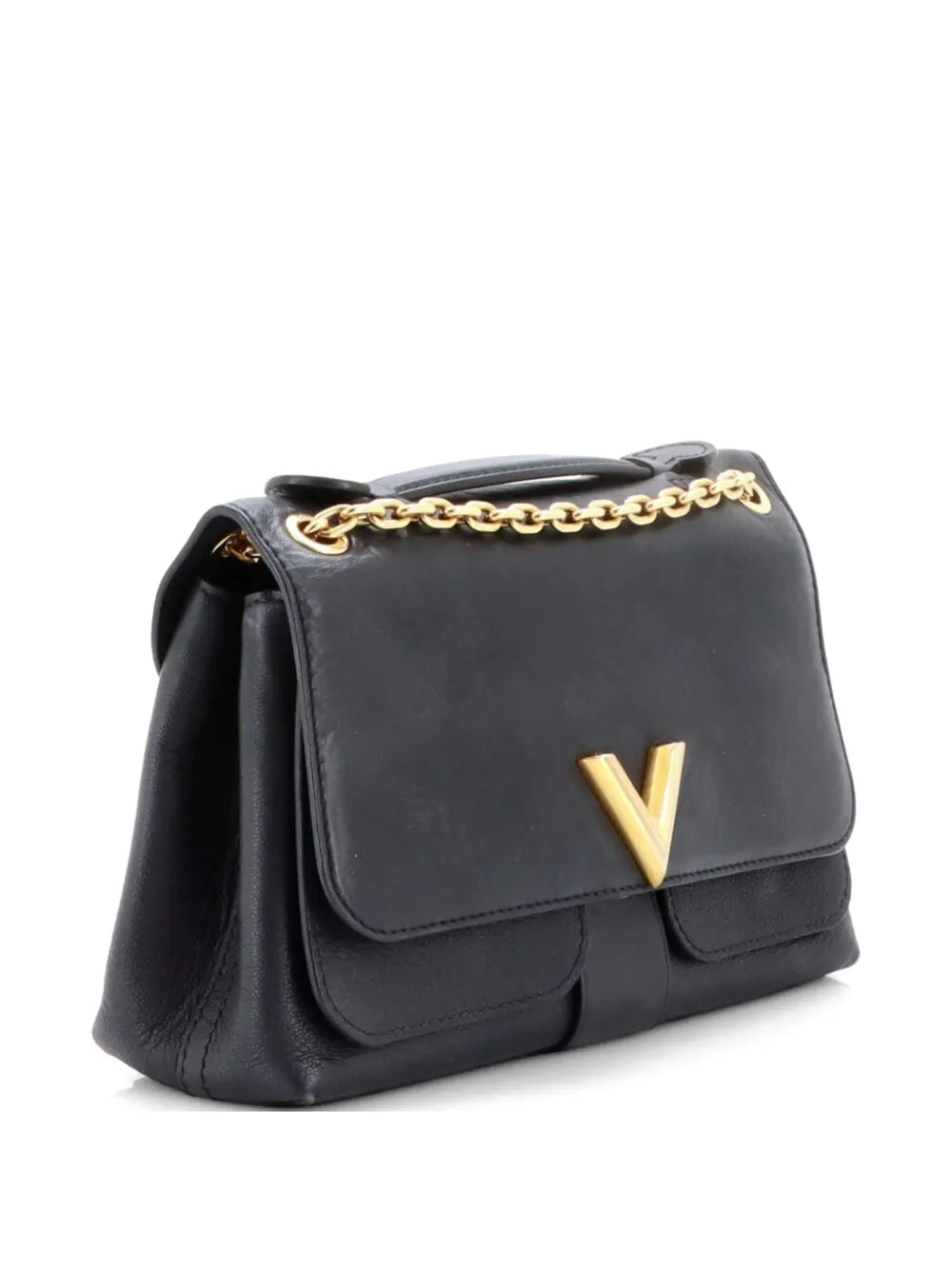 Pre-owned Louis Vuitton Very Chain Bag Monogram Leather Shoulder Bag In Black