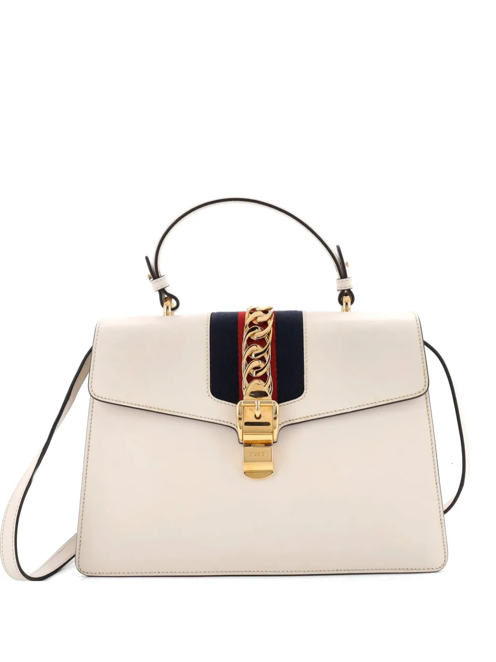 Gucci Pre-Owned Borsa a tracolla Sylvie media in pelle con manico - Bianco