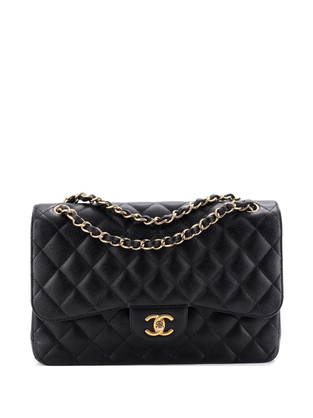 CHANEL Pre-Owned Classic Double Flap Bag Quilted Caviar Jumbo shoulder bag - Nero