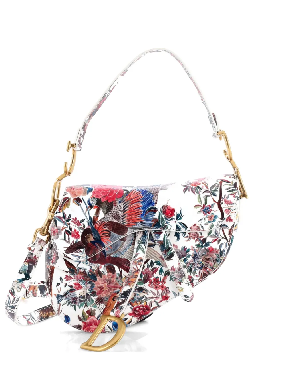 Christian Dior Pre-Owned Borsa a spalla Saddle media in pelle con stampa e tracolla - Multicolore