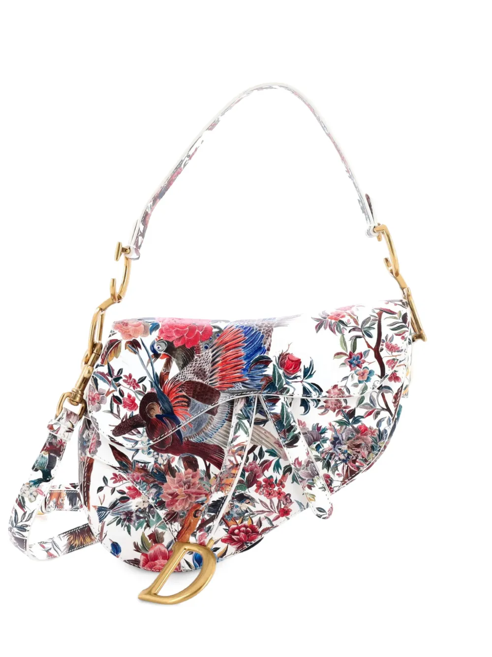 Christian Dior Pre-Owned Borsa a spalla Saddle media in pelle con stampa e tracolla - Multicolore
