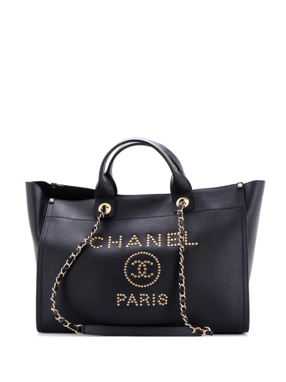 CHANEL Pre-Owned Deauville Studded Caviar Medium tote bag - Black