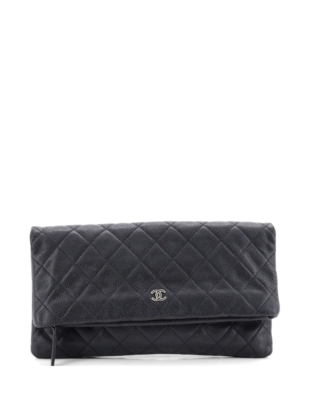 CHANEL Pre-Owned CC Foldover Quilted Caviar clutch bag - Black