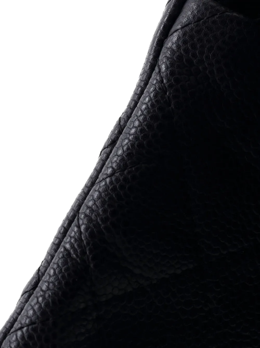 Chanel Pre-owned CC Foldover Quilted Caviar Clutch Bag in Black, view 5
