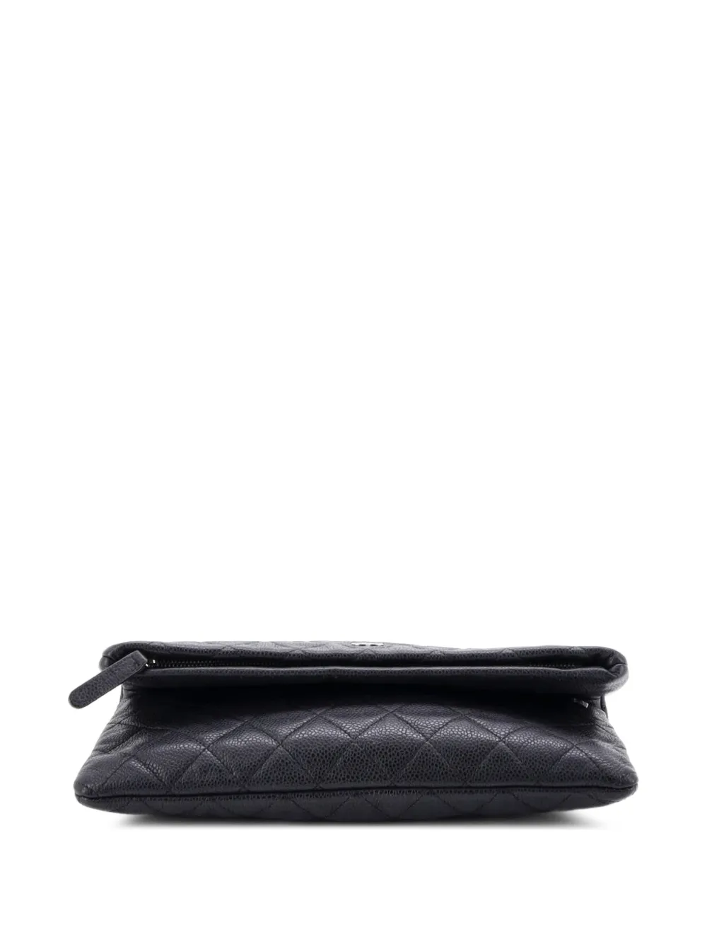 Chanel Pre-owned CC Foldover Quilted Caviar Clutch Bag in Black, view 4