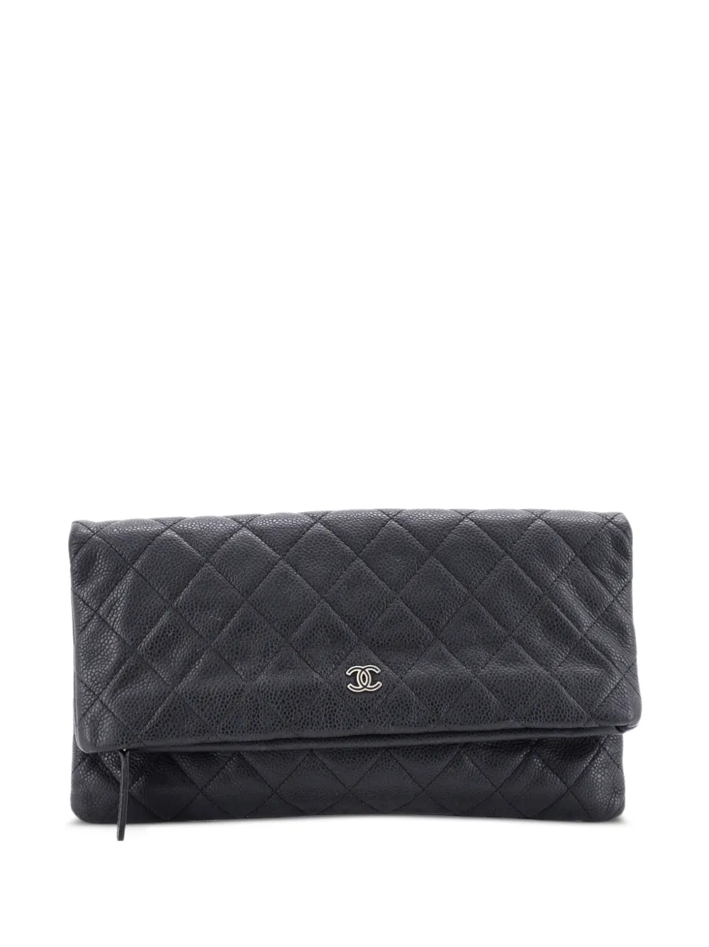 CHANEL Pre-Owned CC Foldover Quilted Caviar clutch bag - Nero