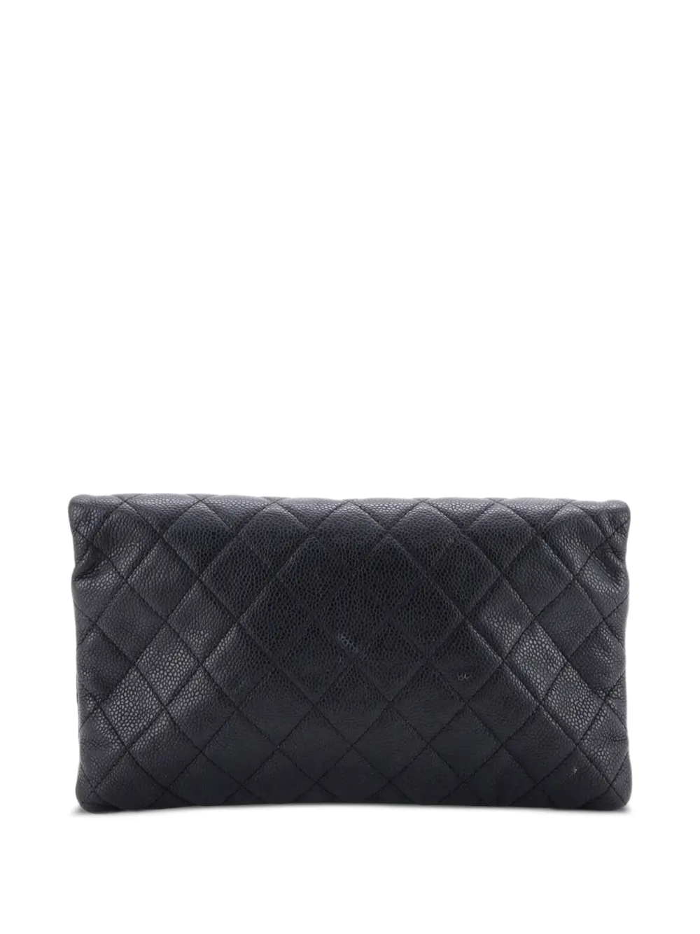 Chanel Pre-owned CC Foldover Quilted Caviar Clutch Bag in Black, view 2