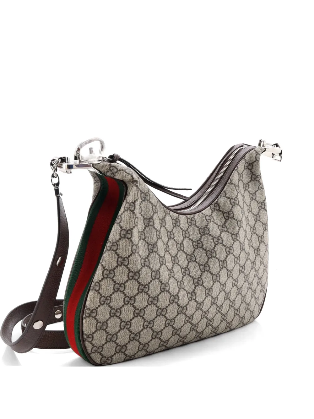 Gucci Pre-Owned Borsa a spalla Attache media in tela cerata GG - Marrone
