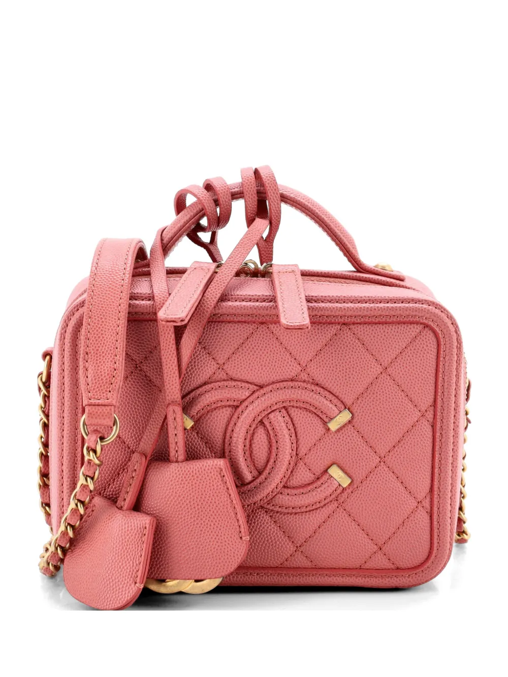 CHANEL Pre-Owned Filigree Vanity Case Quilted Caviar Small satchel - Rosa
