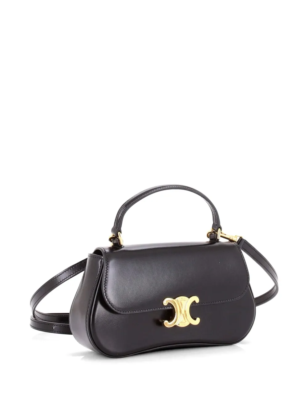 Pre-owned Celine Lola Triomphe Top Handle Bag Leather Teen Satchel In Black