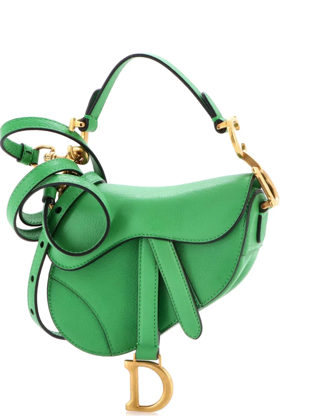 Christian Dior Pre-Owned Saddle Handbag with Strap Leather Micro shoulder bag - Green