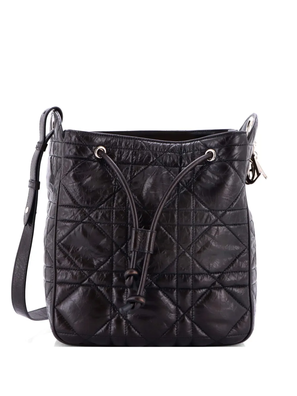 Christian Dior Pre-Owned D-Motion Bag Cannage Quilted Leather Medium bucket bag - Black