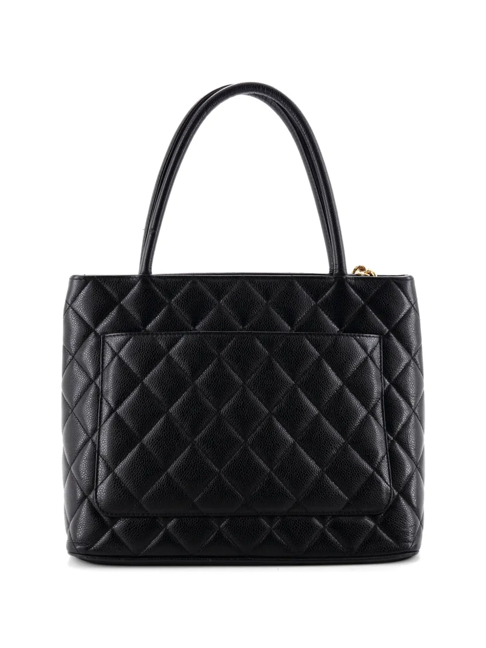 Pre-owned Chanel Medallion Quilted Caviar Tote Bag In Black