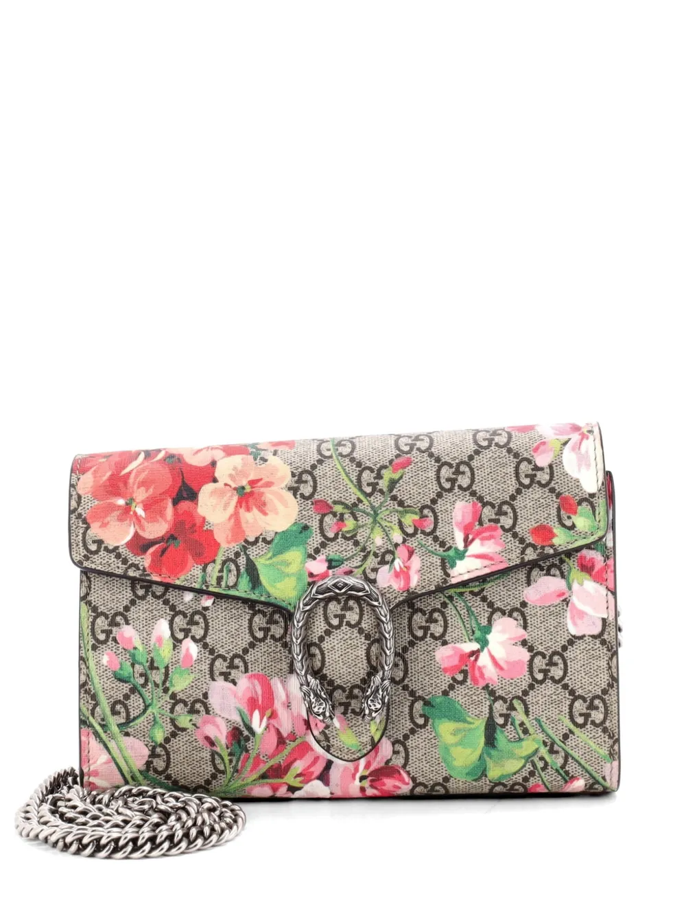 Gucci Pre-Owned Dionysus Chain Wallet Blooms Print GG Coated Canvas Small crossbody bag - Rosa