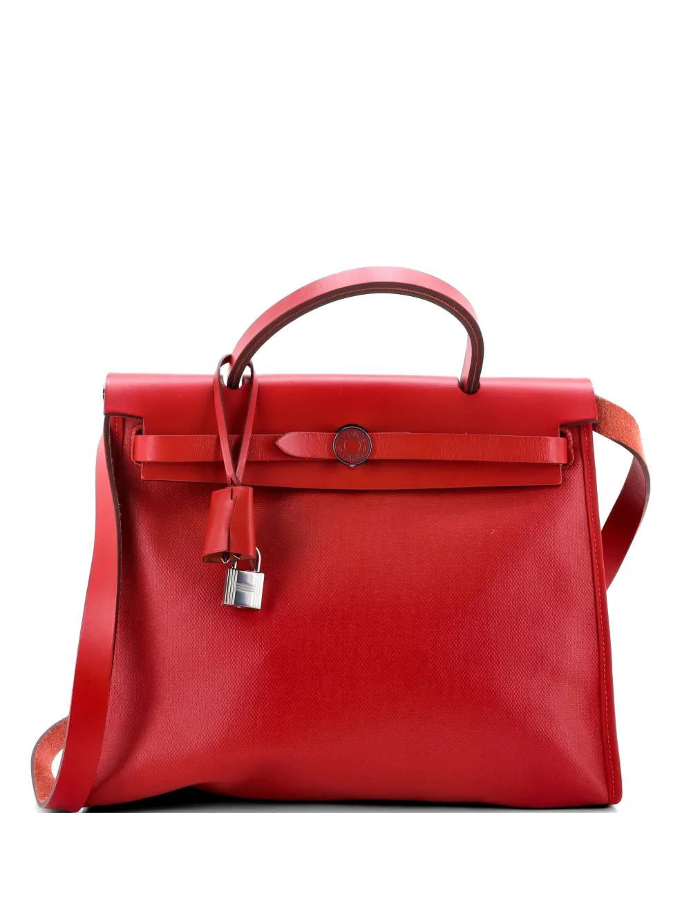 Hermès Pre-Owned Borsa a spalla Herbag Zip Berline Vache in tela e pelle 31 - Rosso