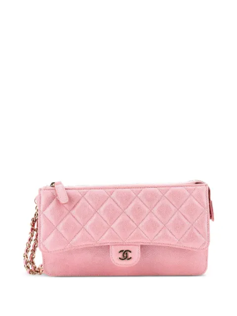 CHANEL Pre-Owned Classic Flap Zip Wristlet Quilted Iridescent Caviar pouch