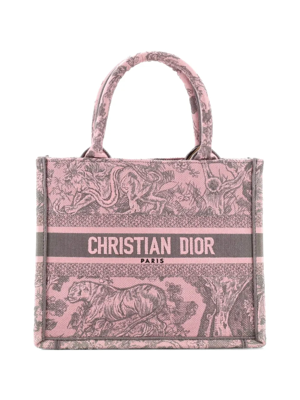 Christian Dior Pre-Owned Book Embroidered Canvas Small tote bag - Grey