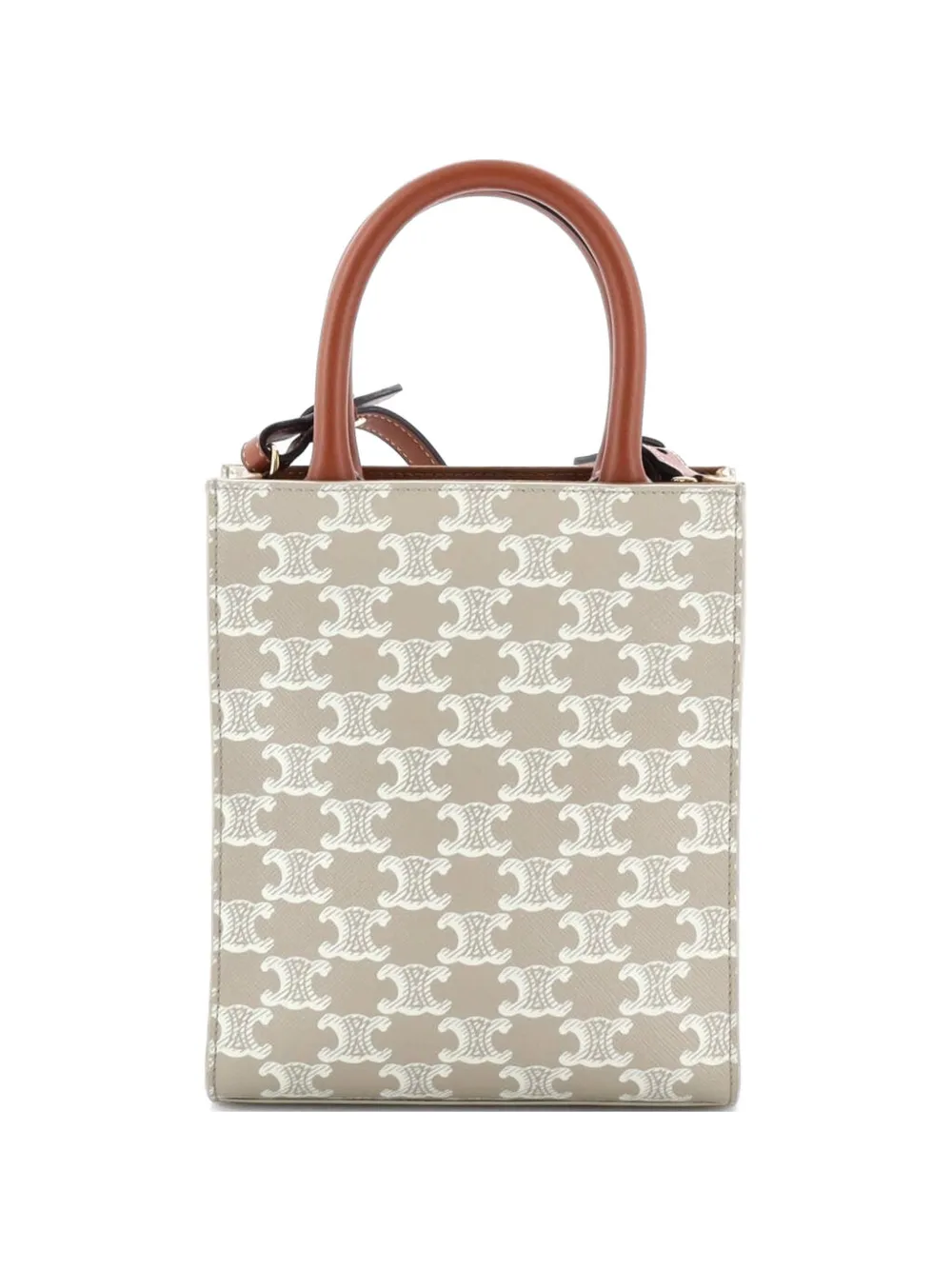 Celine Pre-Owned Vertical Cabas Tote Triomphe Coated Canvas Mini satchel - Neutrals