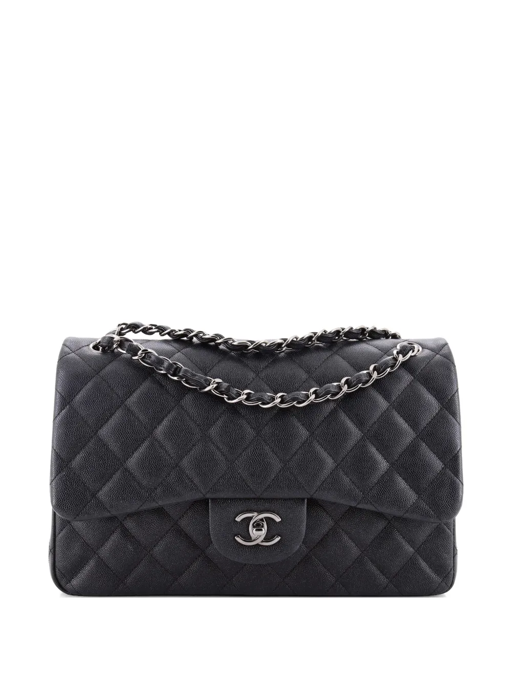 CHANEL Pre-Owned Classic Double Flap Bag Quilted Caviar Jumbo shoulder bag - Schwarz