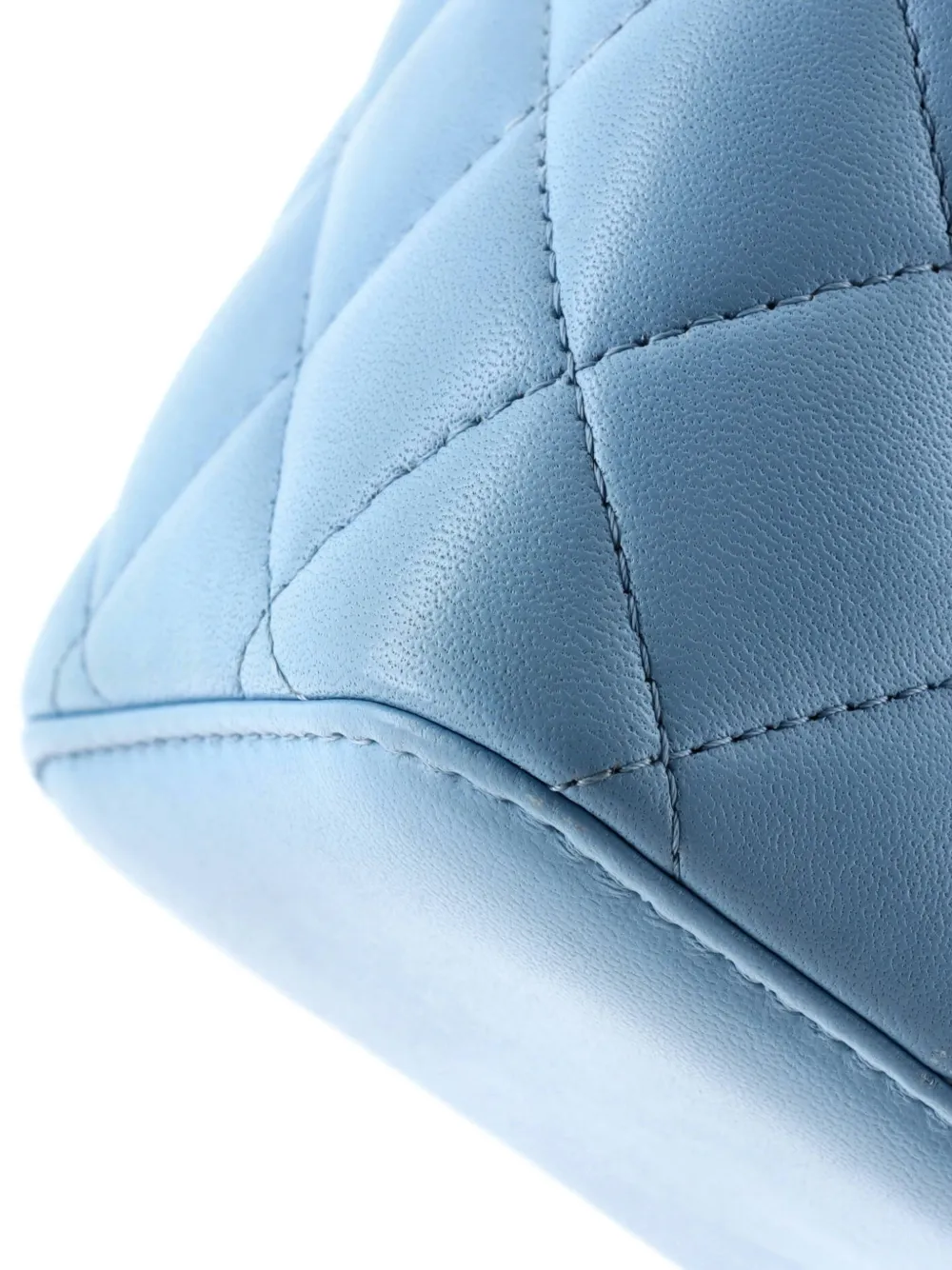 Pre-owned Chanel Pearl Crush Vanity Case With Chain Quilted Lambskin Small Clutch Bag In Blue