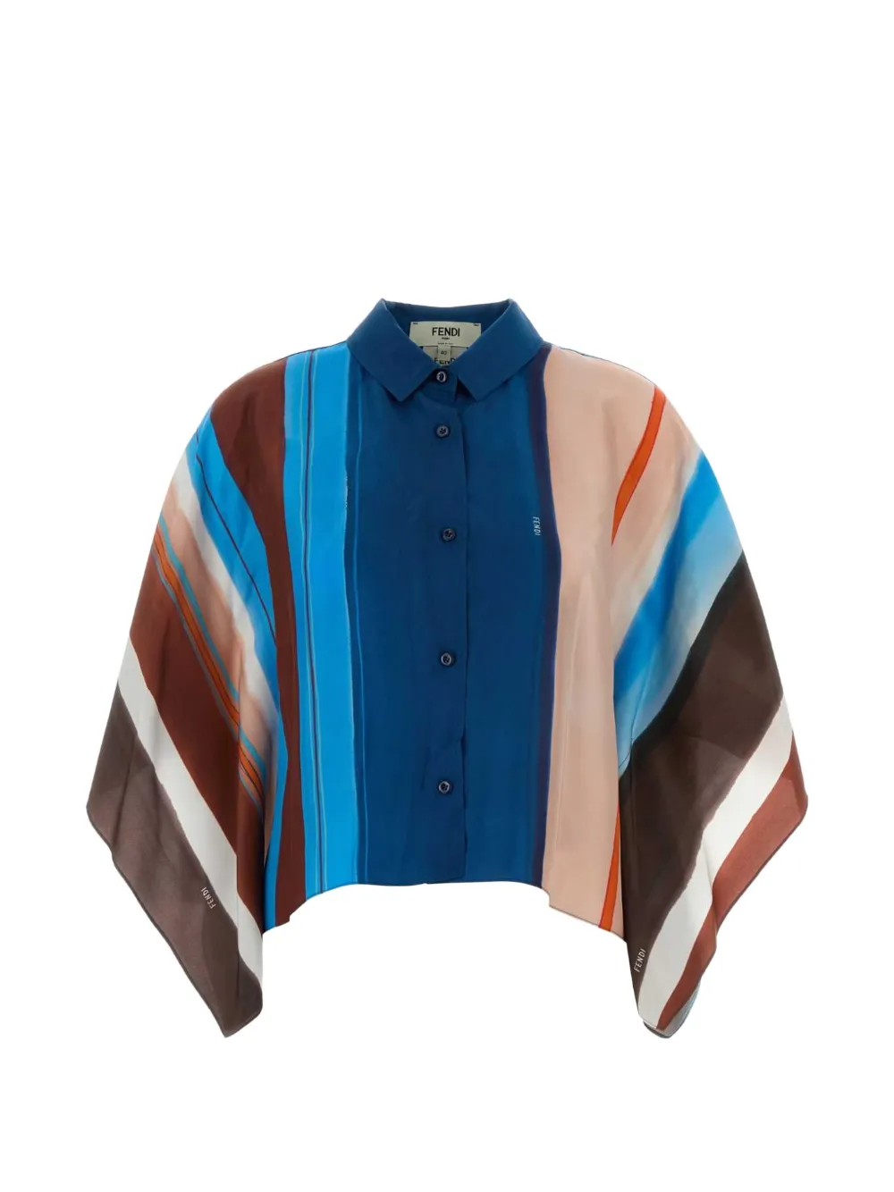 FENDI striped cropped shirt - Blu