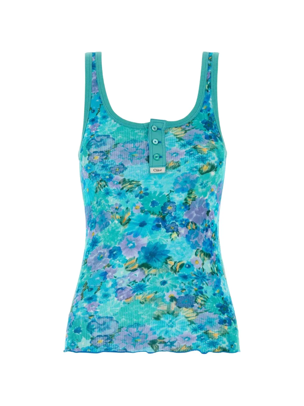 Chloé Printed stretch cotton tank top - Blu