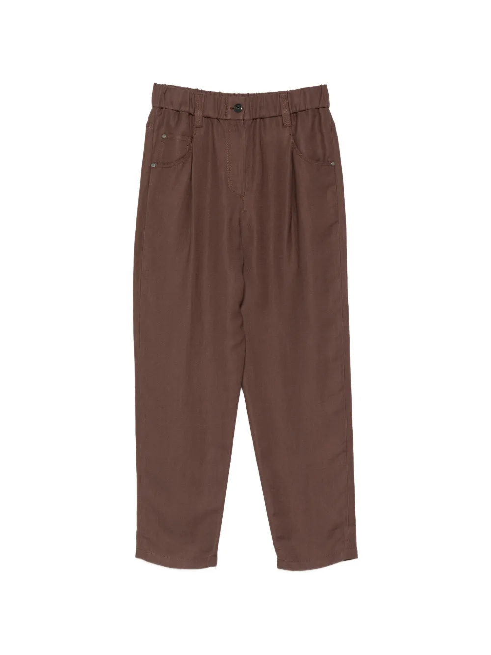Brunello Cucinelli elasticated-waist straight-leg trousers - Braun