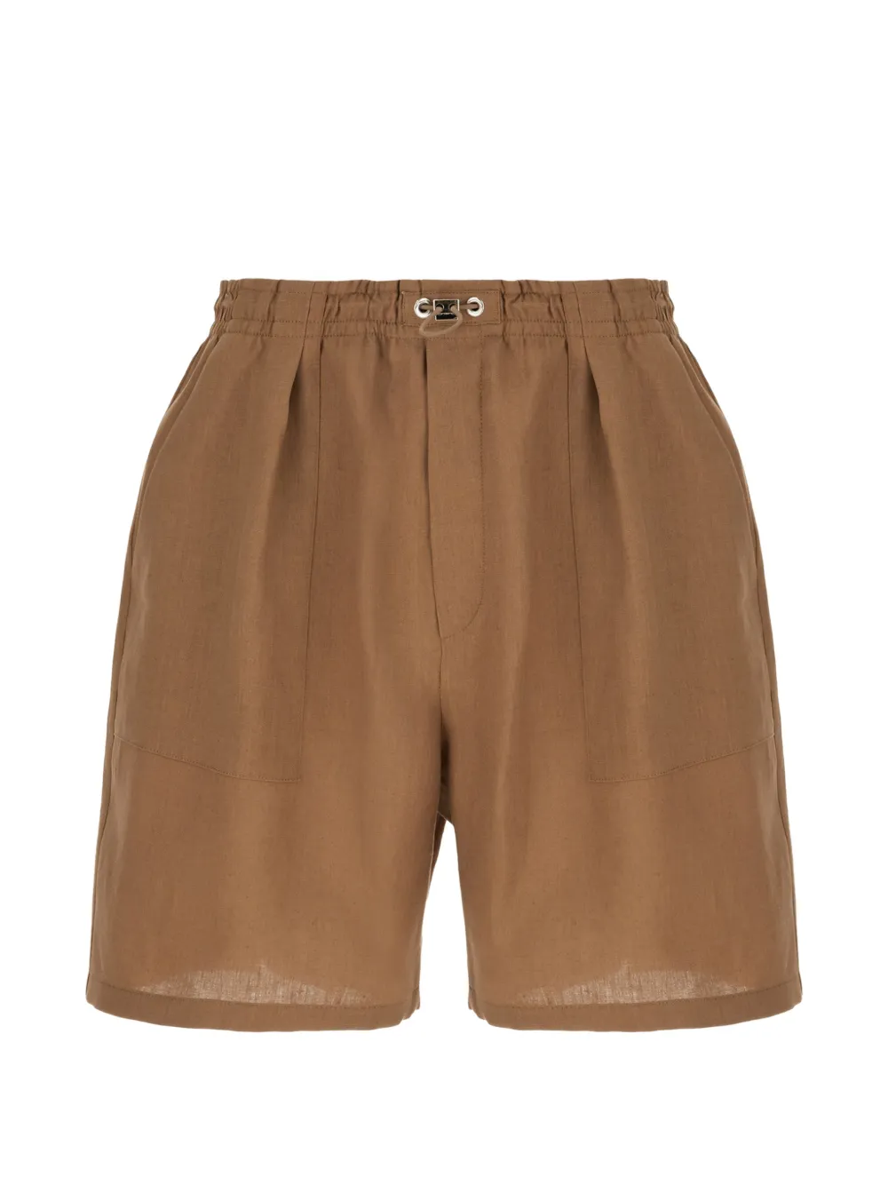 FENDI logo-embroidered pleated shorts - Braun